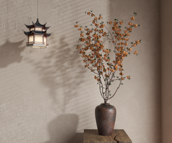 侘寂风花瓶橙色花艺-ID:489248998