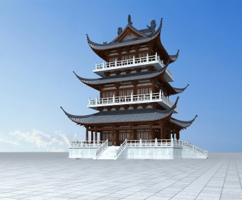 中式唐代古建塔楼-ID:750622992