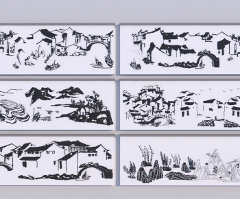 New Chinese Style Landscape Wall-ID:108474976