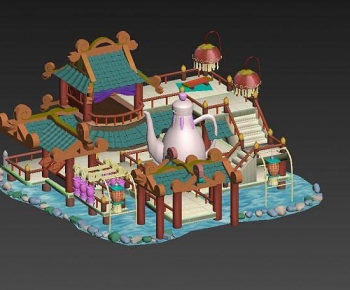 新中式古代酒楼游戏场景-ID:934850937