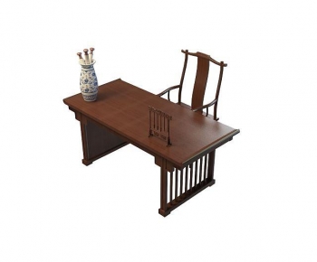 New Chinese Style Computer Desk And Chair-ID:213046075