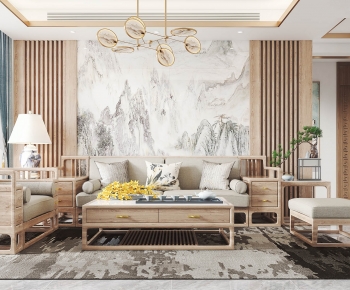 New Chinese Style A Living Room-ID:921280449