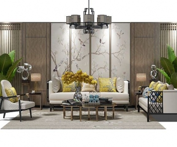 New Chinese Style Sofa Combination-ID:152019983