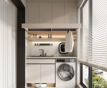 Modern Balcony Laundry Room-ID:129070344