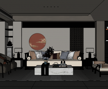 New Chinese Style A Living Room-ID:831454996
