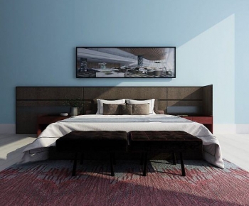 Modern Double Bed-ID:127702009