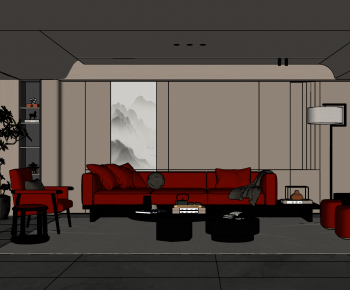 New Chinese Style A Living Room-ID:857214934