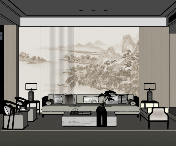 New Chinese Style A Living Room-ID:548469076