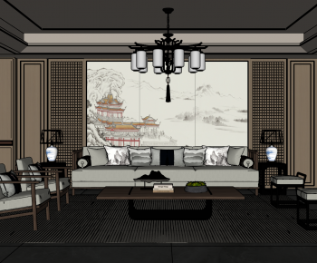 New Chinese Style A Living Room-ID:568360091