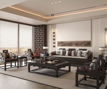 New Chinese Style A Living Room-ID:982750892