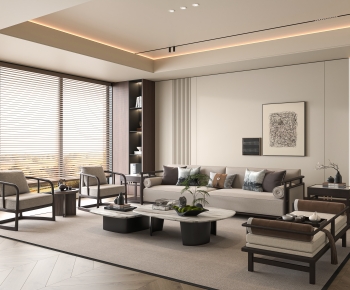 New Chinese Style A Living Room-ID:967722899