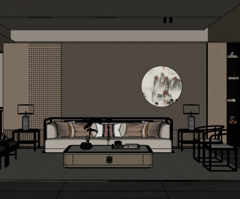 New Chinese Style A Living Room-ID:598831894