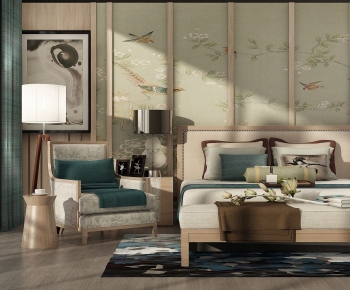 New Chinese Style Double Bed-ID:138479954