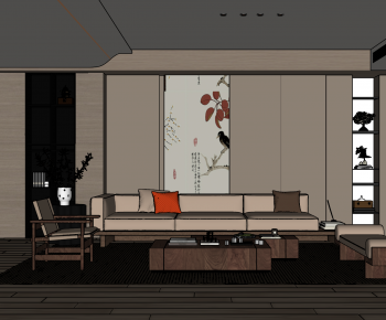 New Chinese Style A Living Room-ID:251789093