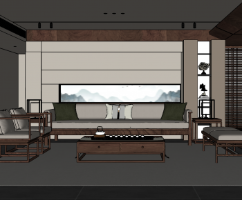 New Chinese Style A Living Room-ID:667068966
