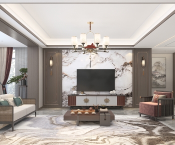 New Chinese Style A Living Room-ID:146392115