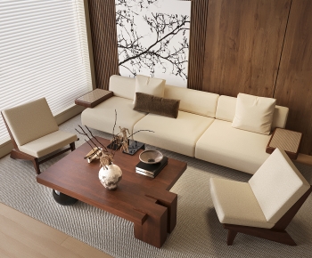 现代中古风沙发茶几组合-ID:522439521