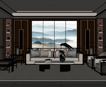 New Chinese Style A Living Room-ID:351219211