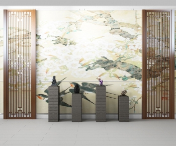 New Chinese Style TV Wall-ID:899358038