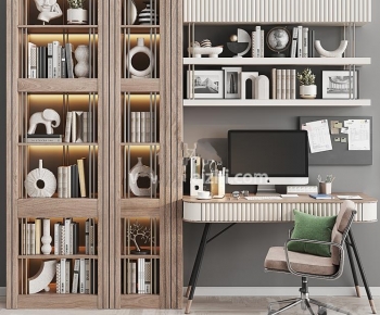 Modern Computer Desk And Chair-ID:558476925