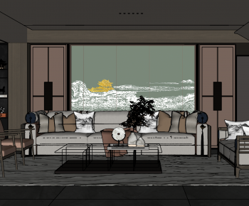 New Chinese Style A Living Room-ID:953063963