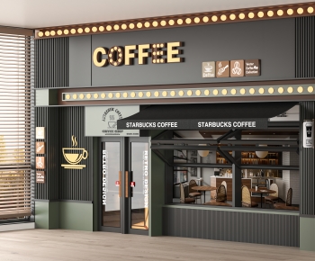 现代咖啡店门头门面-ID:112819793