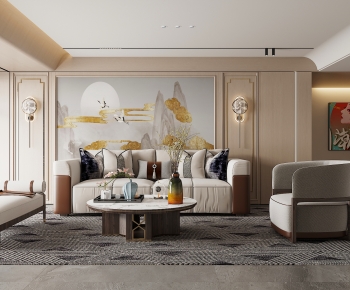 New Chinese Style A Living Room-ID:955209023