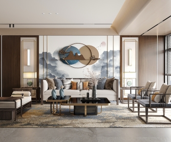 New Chinese Style A Living Room-ID:586539035