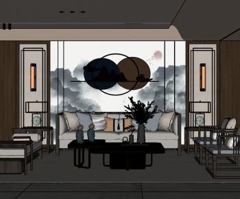 New Chinese Style A Living Room-ID:666160113
