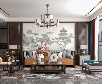 New Chinese Style A Living Room-ID:931787974