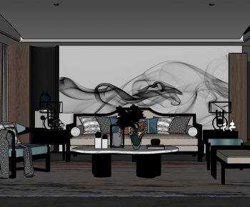 New Chinese Style A Living Room-ID:861454969