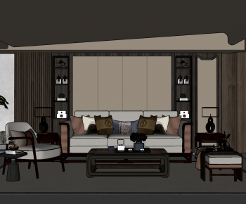 New Chinese Style A Living Room-ID:282156941