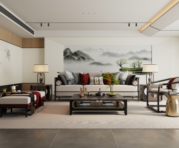 New Chinese Style A Living Room-ID:373439899