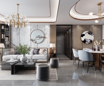 New Chinese Style A Living Room-ID:101079916