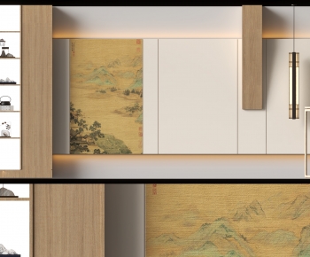 New Chinese Style TV Wall-ID:345465901