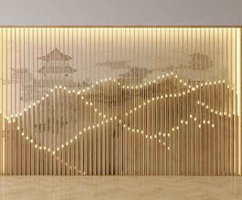 中式格栅背景墙-ID:111069736