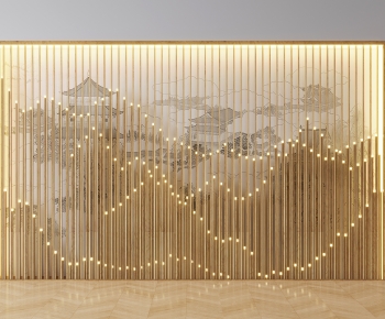 中式格栅背景墙-ID:585411079
