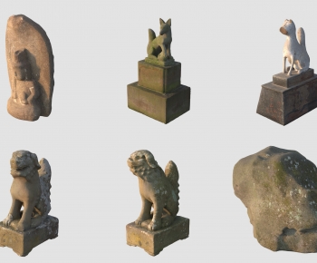 现代古代小狗动物石雕组合-ID:508471972