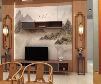 New Chinese Style TV Wall-ID:117244013