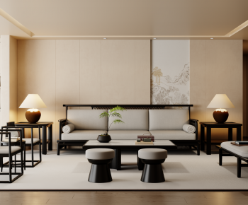 New Chinese Style A Living Room-ID:163894895