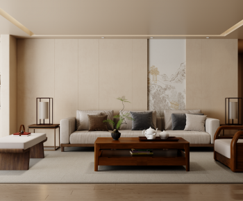 New Chinese Style A Living Room-ID:833559024
