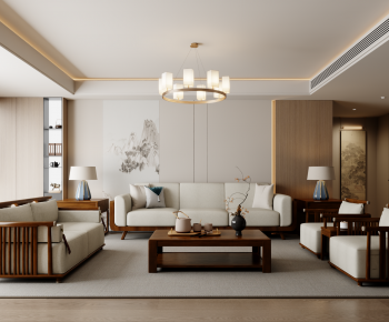 New Chinese Style A Living Room-ID:606503969