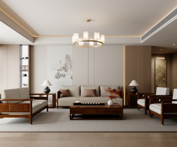 New Chinese Style A Living Room-ID:691385984