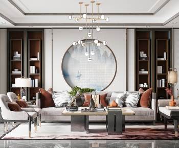 New Chinese Style A Living Room-ID:742649084