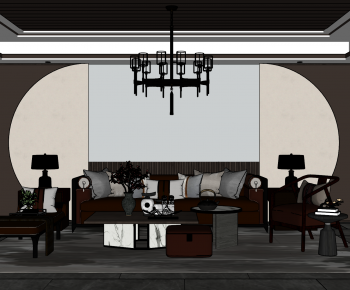 New Chinese Style A Living Room-ID:189269074