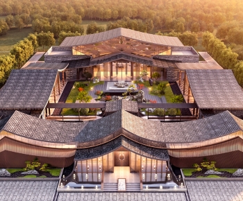 中式四合院外观建筑-ID:108228929