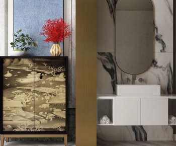 New Chinese Style Entrance Cabinet-ID:499516968