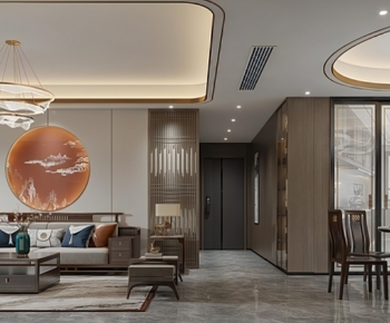 New Chinese Style A Living Room-ID:427124983