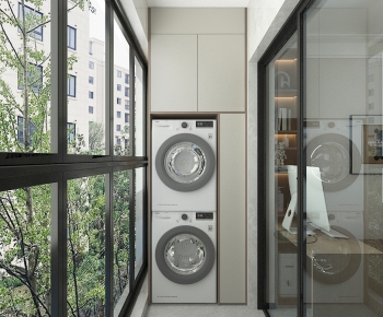 Modern Balcony Laundry Room-ID:812458044