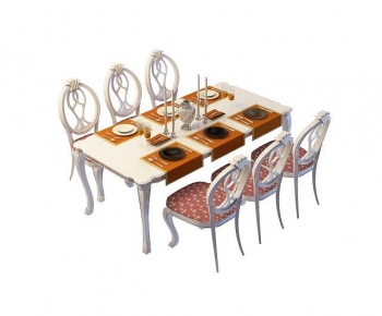 French Style Dining Table And Chairs-ID:367031138